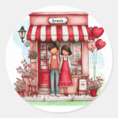 Sweet Valentine Shop Couple Monograms Runder Aufkleber (Vorderseite)
