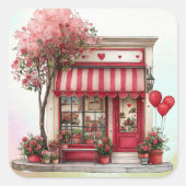Sweet Valentine Shop Quadratischer Aufkleber (Vorderseite)