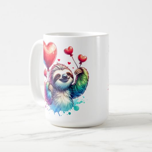 Sweet Valentine Sloth Kaffeetasse (Vorderseite Links)