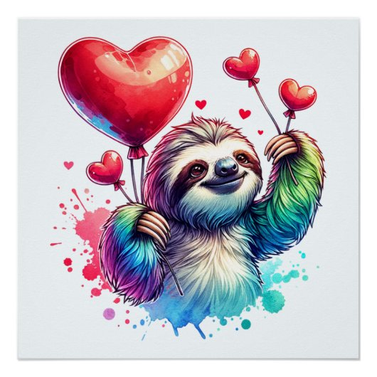 Sweet Valentine Sloth Poster (Vorderseite)