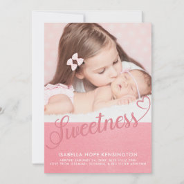 Sweet Valentine Typografy Baby Girl Birth Foto Ankündigung