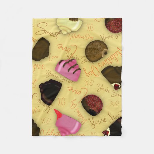 Sweet Valentine - Valentine's Day Candy Pattern Fleecedecke (Vorderseite)