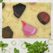 Sweet Valentine - Valentine's Day Candy Pattern Geschirrtuch (Gefaltet)