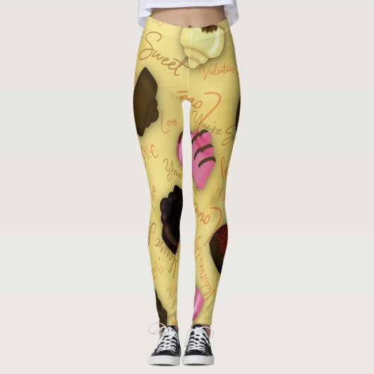 Sweet Valentine - Valentine's Day Candy Pattern Leggings (Vorderseite)