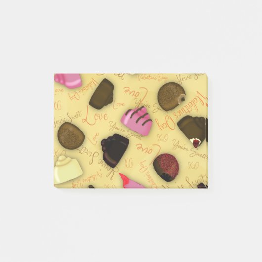 Sweet Valentine - Valentine's Day Candy Pattern Post-it Klebezettel (Vorderseite)