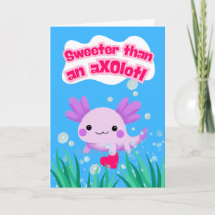 Sweet Valentine's Day Axolotl mit Herz Karte
