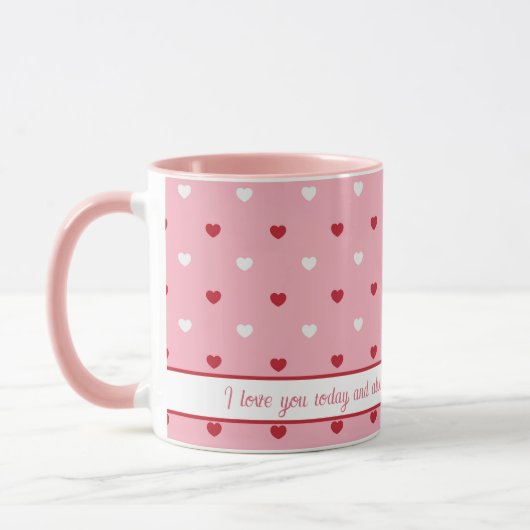 Sweet Valentine's Day - rosa Botschaft Tasse (Links)