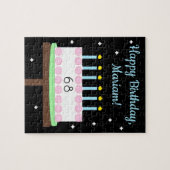 Sweet, Vanilla Birthday Cake with Stars: Black Puzzle (Horizontal)