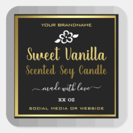 Sweet Vanilla Produktverpackungsmarken Gold Black Quadratischer Aufkleber