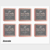 Sweet Vanilla Scented Soy Candles Labels Pink Grau Quadratischer Aufkleber (Blatt)
