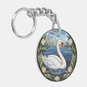 Sweet verkettetes Glas Schwimmschwan Schlüsselanhänger (Vorderseite links)