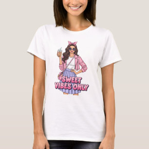 Sweet Vibes Only Graphic T-Shirt Girly Pastel Pop