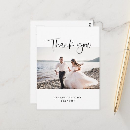 Sweet Vielen Dank, dass Sie Hochzeitkalligraphie F Postkarte (Vorderseite/Rückseite Beispiel)