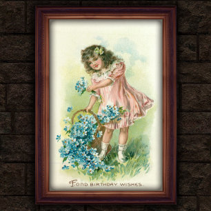 Sweet Vintag 1908 Floral Girl Birthday Poster