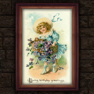 Sweet Vintag 1908 Floral Girl Birthday Poster