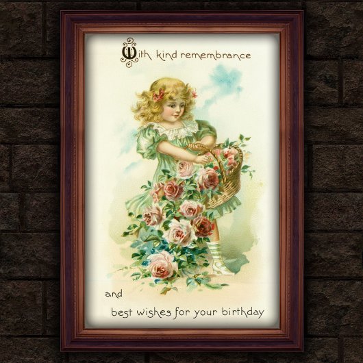 Sweet Vintag 1908 Floral Girl Birthday Poster