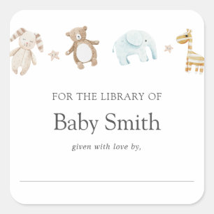 Sweet Vintag Baby Shower Library Square Sticker
