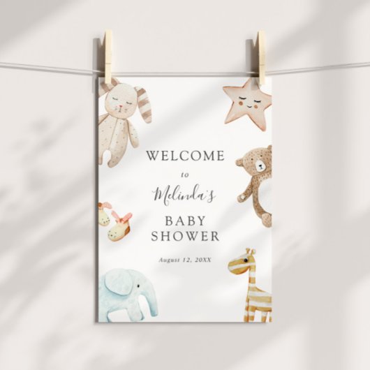 Sweet Vintag Baby Toys Dusche Begrüßungszeichen Poster