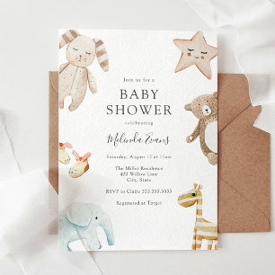 Sweet Vintag Baby Toys Dusche Einladung