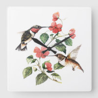 Sweet Vintag Floral Hummingbirds Pair