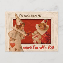 Sweet Vintag Pierrot CC0658 Valentine Postcard