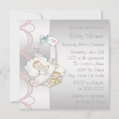 Sweet Vintag Pink Baby Girl Dusche Einladung (Rückseite)