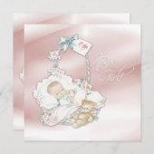Sweet Vintag Pink Baby Girl Dusche Einladung (Vorne/Hinten)