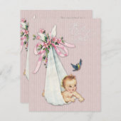 Sweet Vintag Pink Baby Girl Dusche Einladung (Vorne/Hinten)