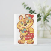 Sweet Vintag Tiger Valentine Feiertagspostkarte (Stehend Vorderseite)