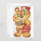 Sweet Vintag Tiger Valentine Feiertagspostkarte (Vorne/Hinten)