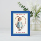 Sweet Vintag Valentine Girl Image auf Postkarte (Stehend Vorderseite)