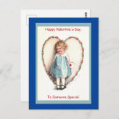 Sweet Vintag Valentine Girl Image auf Postkarte (Vorne/Hinten)