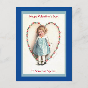 Sweet Vintag Valentine Girl Image auf Postkarte