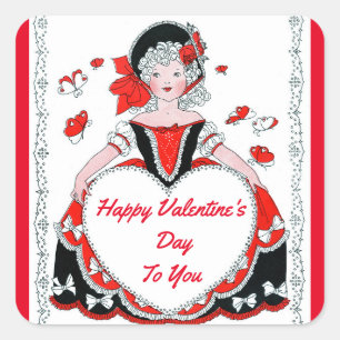 Sweet Vintag Valentine Lady Sticker