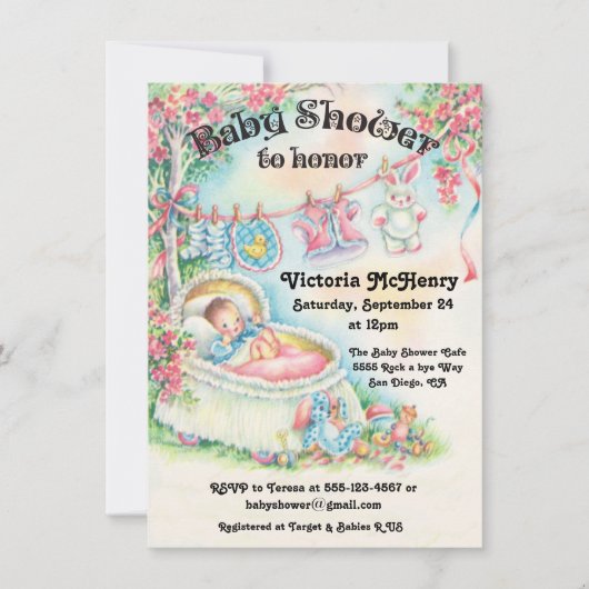 Sweet Vintage Babydusche Einladung (Vorderseite)
