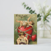 Sweet Vintage Cherubs & Heart Postkarte (Stehend Vorderseite)