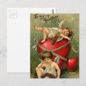Sweet Vintage Cherubs & Heart Postkarte (Vorne/Hinten)