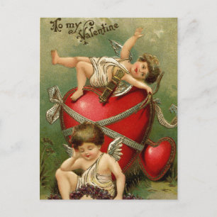 Sweet Vintage Cherubs & Heart Postkarte