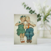 Sweet Vintage Childhood Hearts Postkarte (Stehend Vorderseite)