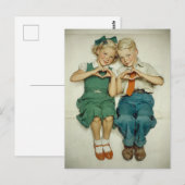 Sweet Vintage Childhood Hearts Postkarte (Vorne/Hinten)