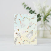 Sweet Vintage Wedding Dress Pattern Postkarte (Stehend Vorderseite)