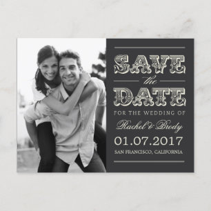 Sweet Vintage Wedding Save the Date - Kohle Ankündigungspostkarte