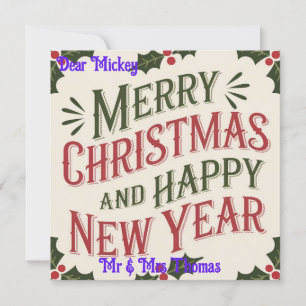 Sweet Vintage Weihnachten & Neues Jahr Weihnachtsk Einladung