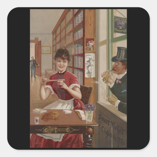 Sweet Violet Ciges - Vintage Zigaretten Quadratischer Aufkleber (Vorderseite)