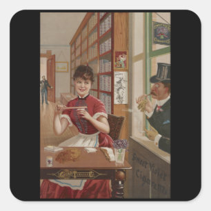 Sweet Violet Ciges - Vintage Zigaretten Quadratischer Aufkleber