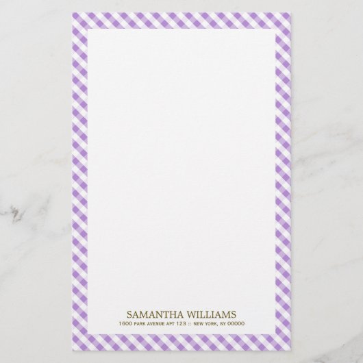 Sweet Violet Gingham Pattern Briefpapier (Vorderseite)