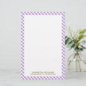 Sweet Violet Gingham Pattern Briefpapier (Stehend Vorderseite)