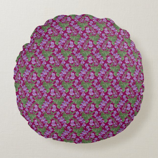 Sweet Violets Custom Floral Round Cushit Rundes Kissen (Vorderseite)