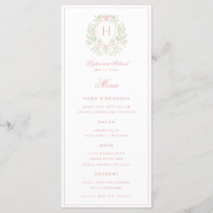 Sweet Wappen Monogram 4 Course Wedding Menükarte