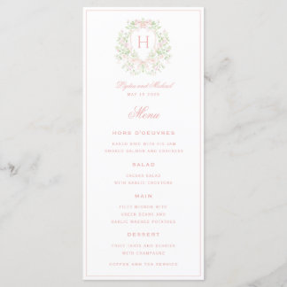 Sweet Wappen Monogram 4 Course Wedding Menükarte